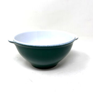 Emile Henry Cereal Soup Bowl Lug Ear Handle France Forest Green White 21.00